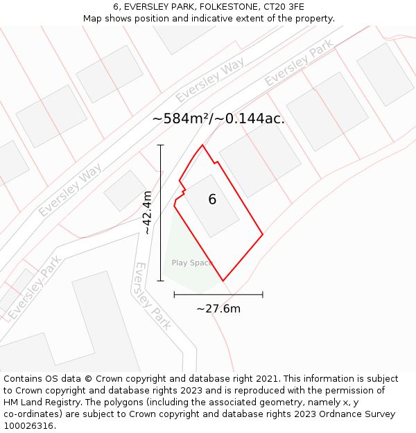 6, EVERSLEY PARK, FOLKESTONE, CT20 3FE: Plot and title map