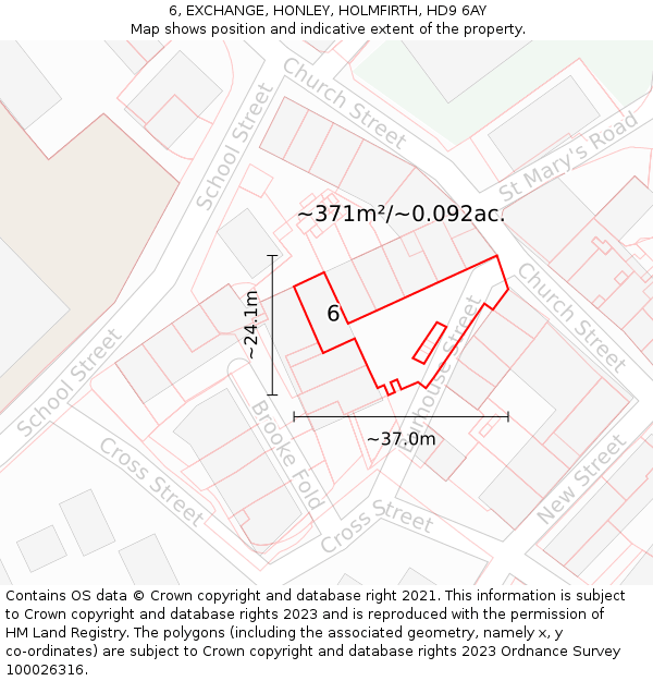 6, EXCHANGE, HONLEY, HOLMFIRTH, HD9 6AY: Plot and title map