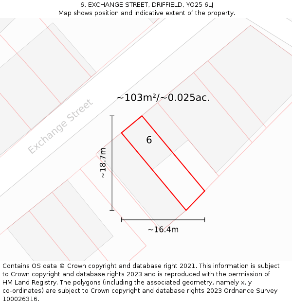 6, EXCHANGE STREET, DRIFFIELD, YO25 6LJ: Plot and title map