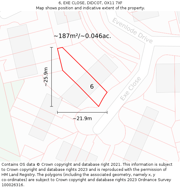 6, EXE CLOSE, DIDCOT, OX11 7XF: Plot and title map