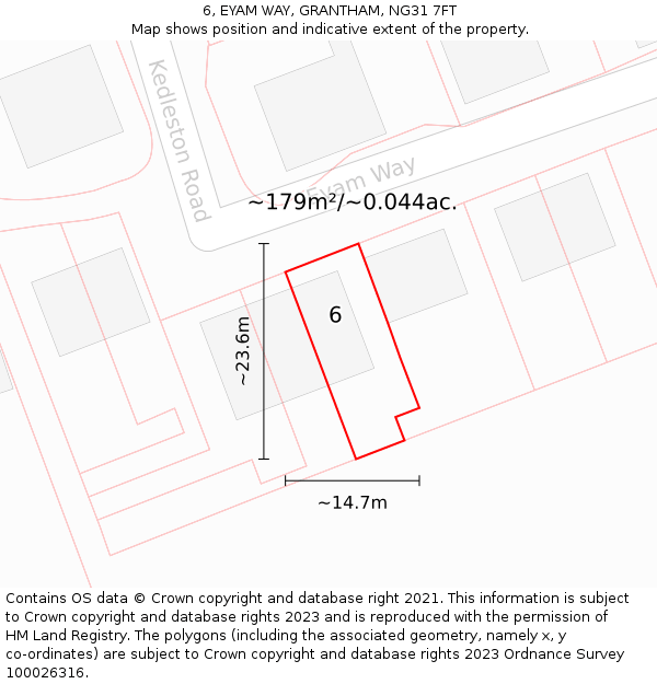 6, EYAM WAY, GRANTHAM, NG31 7FT: Plot and title map