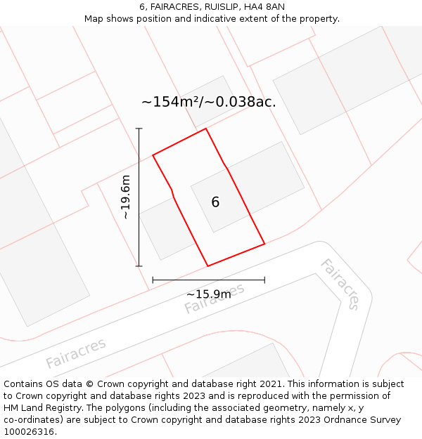 6, FAIRACRES, RUISLIP, HA4 8AN: Plot and title map