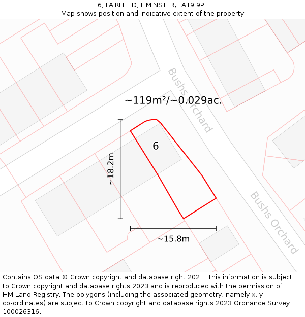 6, FAIRFIELD, ILMINSTER, TA19 9PE: Plot and title map