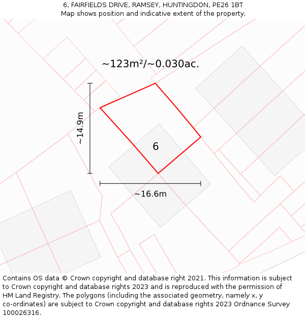 6, FAIRFIELDS DRIVE, RAMSEY, HUNTINGDON, PE26 1BT: Plot and title map