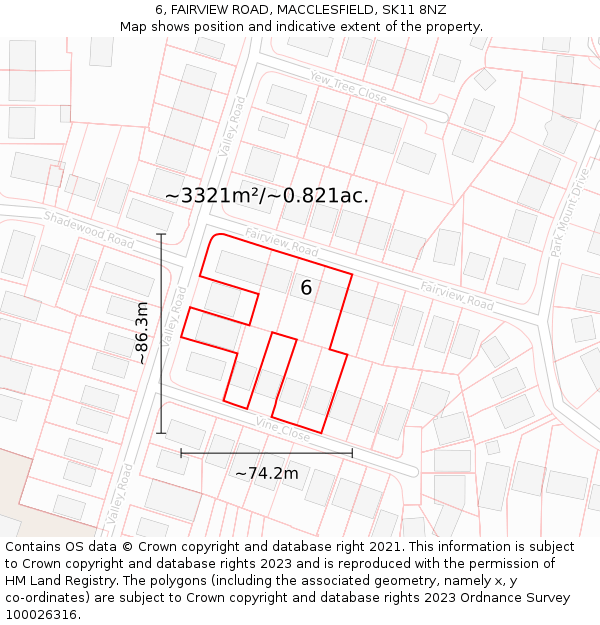 6, FAIRVIEW ROAD, MACCLESFIELD, SK11 8NZ: Plot and title map