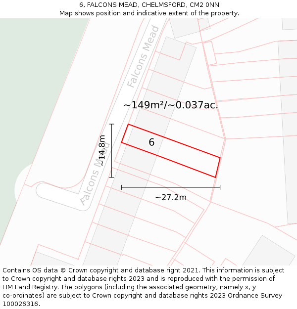 6, FALCONS MEAD, CHELMSFORD, CM2 0NN: Plot and title map