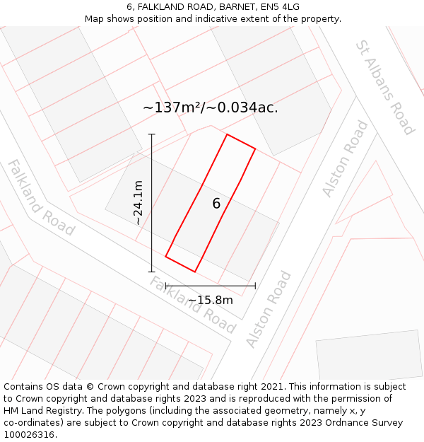 6, FALKLAND ROAD, BARNET, EN5 4LG: Plot and title map