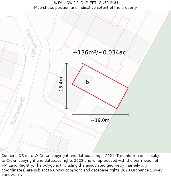 6, FALLOW FIELD, FLEET, GU51 2UU: Plot and title map
