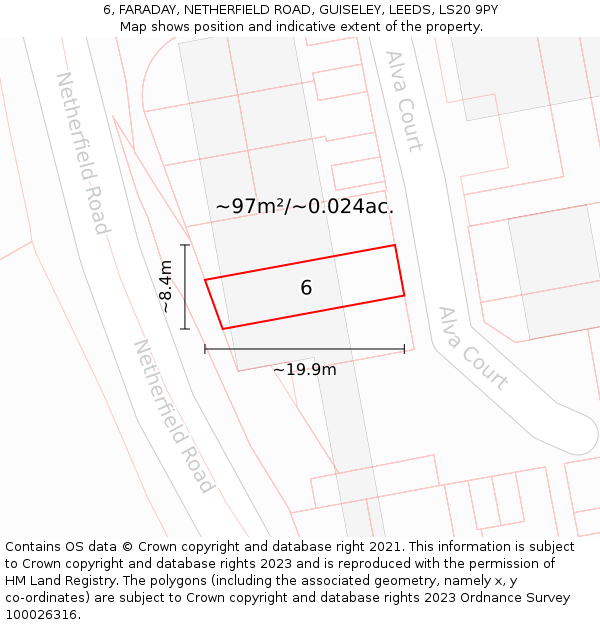 6, FARADAY, NETHERFIELD ROAD, GUISELEY, LEEDS, LS20 9PY: Plot and title map