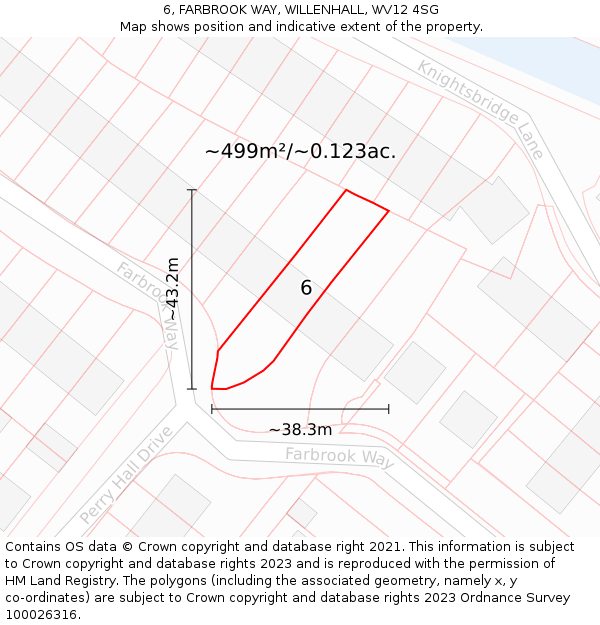 6, FARBROOK WAY, WILLENHALL, WV12 4SG: Plot and title map