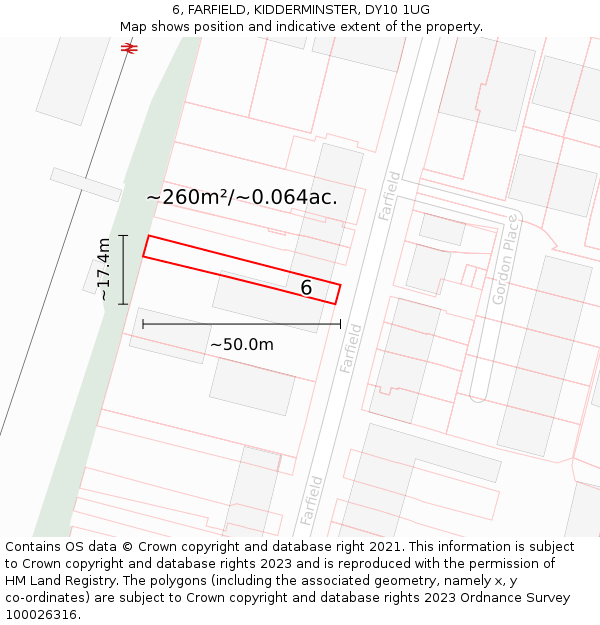 6, FARFIELD, KIDDERMINSTER, DY10 1UG: Plot and title map