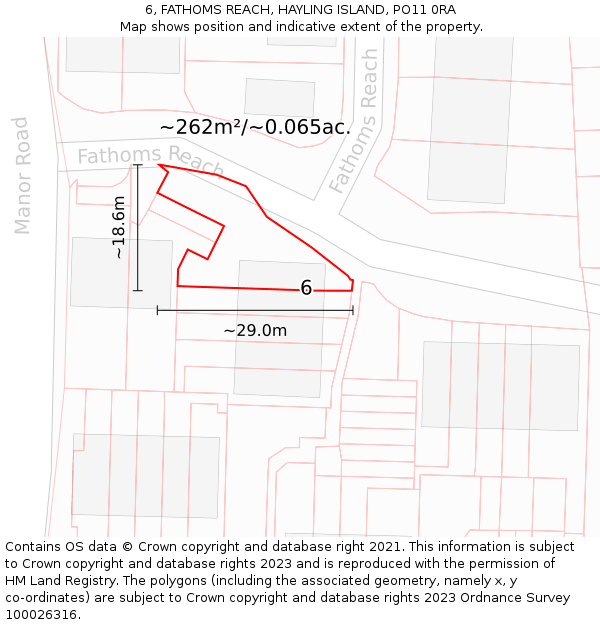 6, FATHOMS REACH, HAYLING ISLAND, PO11 0RA: Plot and title map