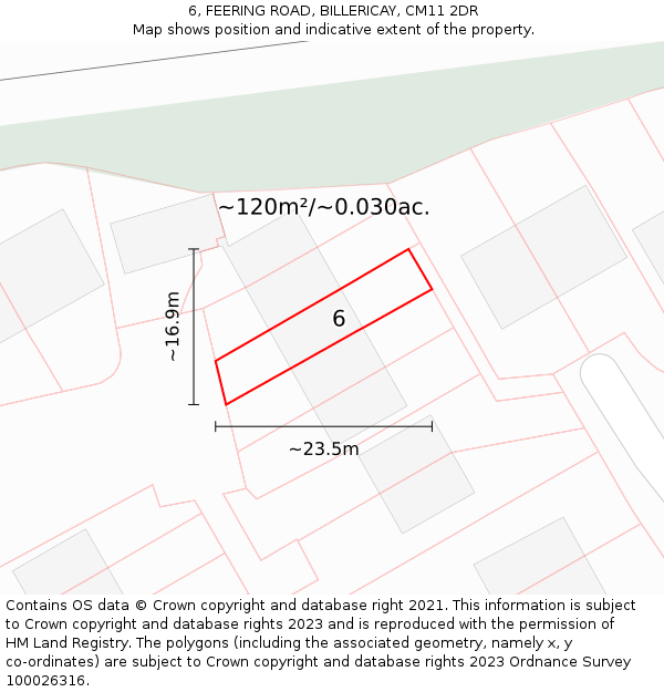 6, FEERING ROAD, BILLERICAY, CM11 2DR: Plot and title map