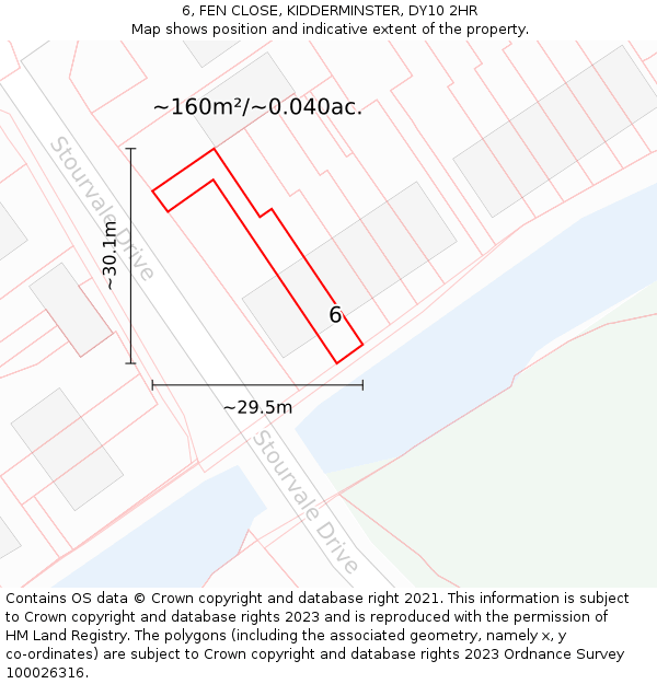 6, FEN CLOSE, KIDDERMINSTER, DY10 2HR: Plot and title map