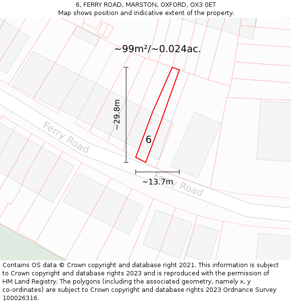 6, FERRY ROAD, MARSTON, OXFORD, OX3 0ET: Plot and title map