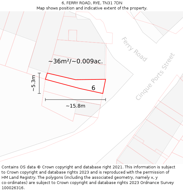 6, FERRY ROAD, RYE, TN31 7DN: Plot and title map