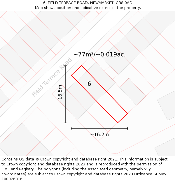 6, FIELD TERRACE ROAD, NEWMARKET, CB8 0AD: Plot and title map