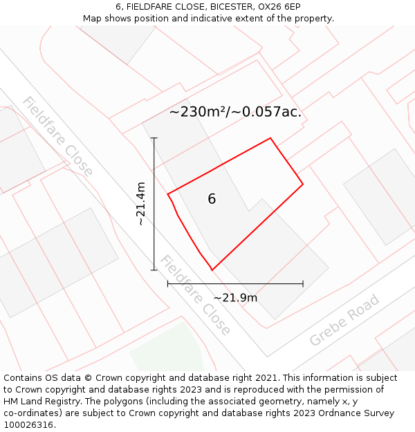 6, FIELDFARE CLOSE, BICESTER, OX26 6EP: Plot and title map