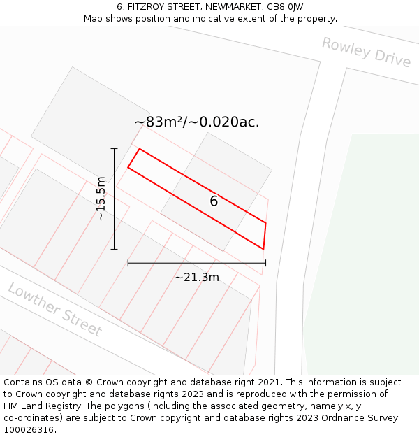 6, FITZROY STREET, NEWMARKET, CB8 0JW: Plot and title map