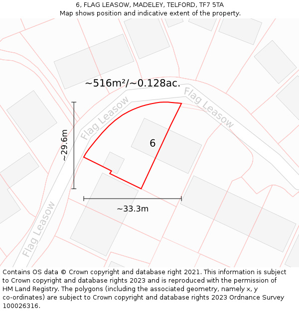 6, FLAG LEASOW, MADELEY, TELFORD, TF7 5TA: Plot and title map