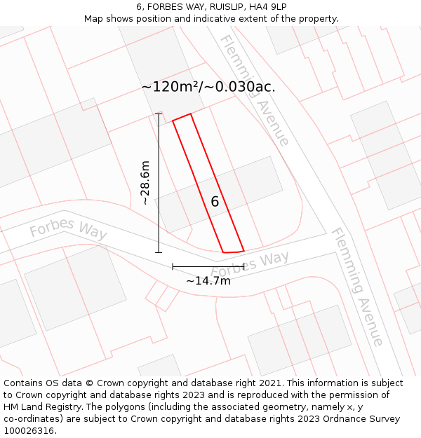 6, FORBES WAY, RUISLIP, HA4 9LP: Plot and title map