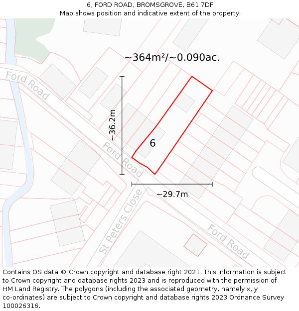 6, FORD ROAD, BROMSGROVE, B61 7DF: Plot and title map