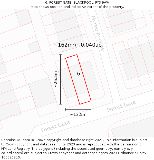 6, FOREST GATE, BLACKPOOL, FY3 9AW: Plot and title map