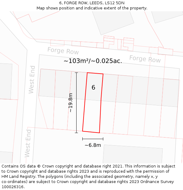 6, FORGE ROW, LEEDS, LS12 5DN: Plot and title map