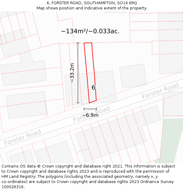 6, FORSTER ROAD, SOUTHAMPTON, SO14 6RQ: Plot and title map