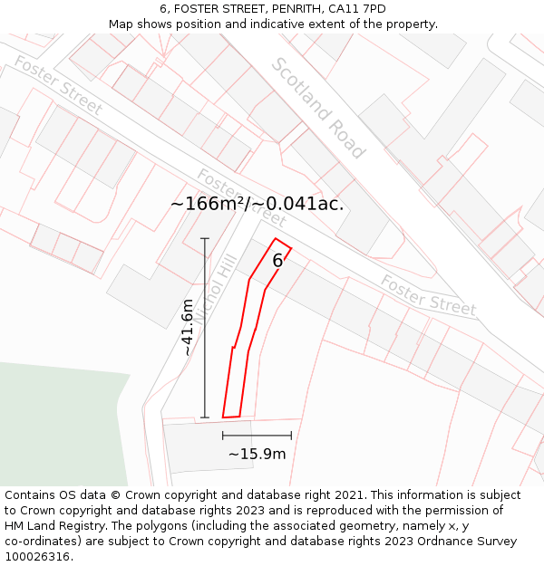 6, FOSTER STREET, PENRITH, CA11 7PD: Plot and title map