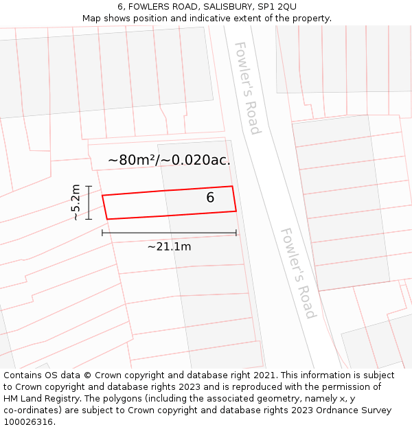 6, FOWLERS ROAD, SALISBURY, SP1 2QU: Plot and title map