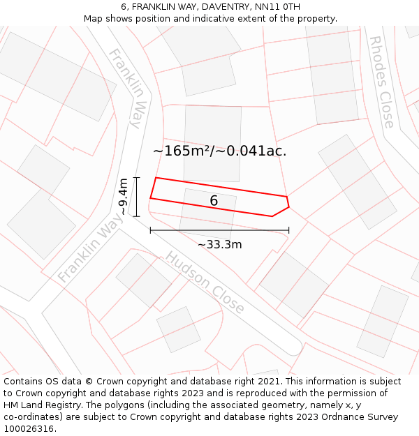 6, FRANKLIN WAY, DAVENTRY, NN11 0TH: Plot and title map