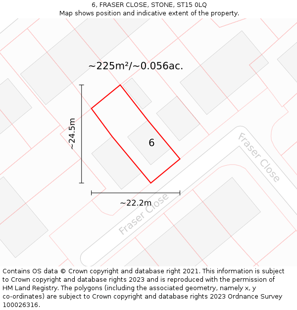 6, FRASER CLOSE, STONE, ST15 0LQ: Plot and title map