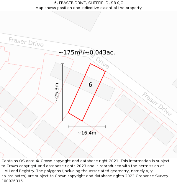 6, FRASER DRIVE, SHEFFIELD, S8 0JG: Plot and title map