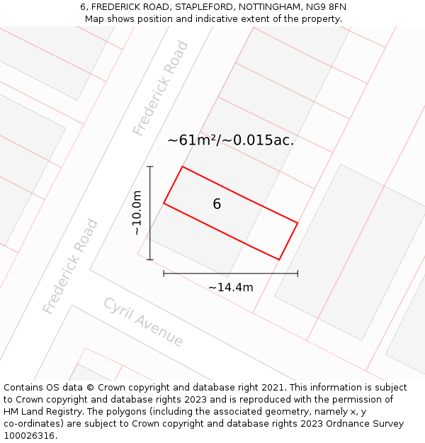 6, FREDERICK ROAD, STAPLEFORD, NOTTINGHAM, NG9 8FN: Plot and title map