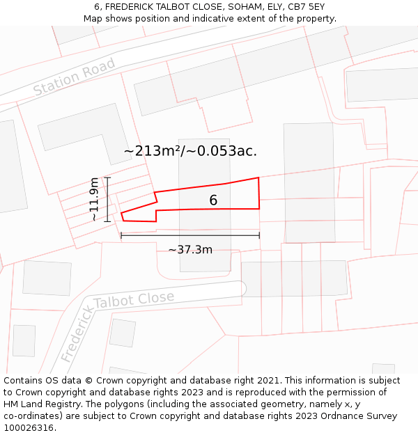 6, FREDERICK TALBOT CLOSE, SOHAM, ELY, CB7 5EY: Plot and title map