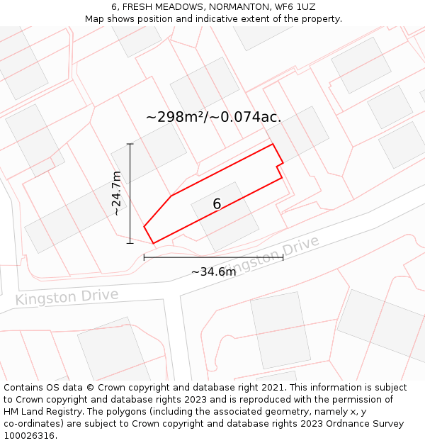 6, FRESH MEADOWS, NORMANTON, WF6 1UZ: Plot and title map