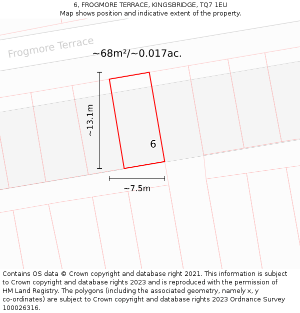 6, FROGMORE TERRACE, KINGSBRIDGE, TQ7 1EU: Plot and title map