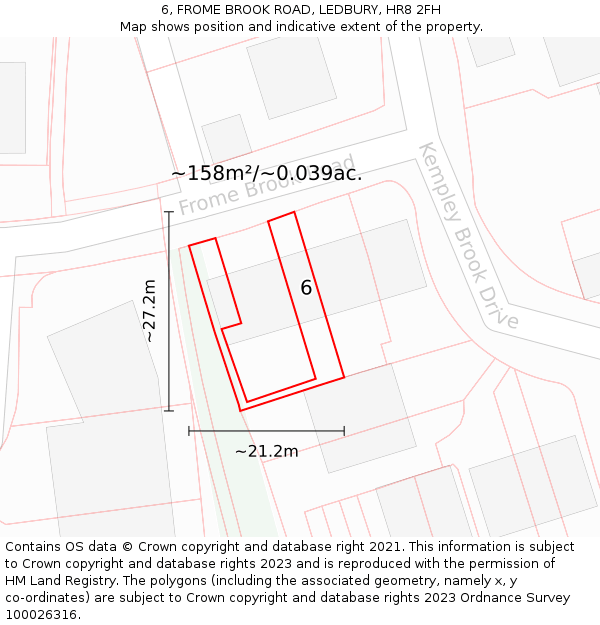 6, FROME BROOK ROAD, LEDBURY, HR8 2FH: Plot and title map