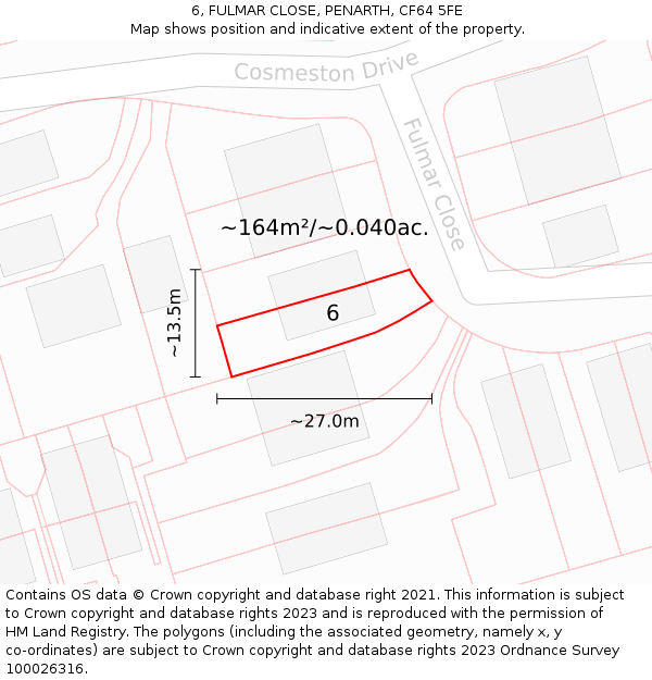 6, FULMAR CLOSE, PENARTH, CF64 5FE: Plot and title map