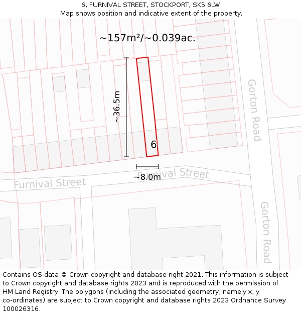 6, FURNIVAL STREET, STOCKPORT, SK5 6LW: Plot and title map