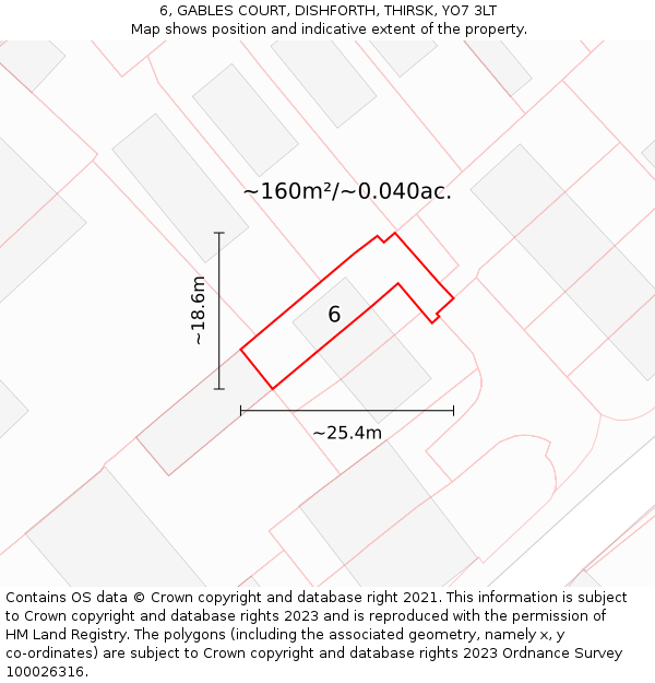 6, GABLES COURT, DISHFORTH, THIRSK, YO7 3LT: Plot and title map