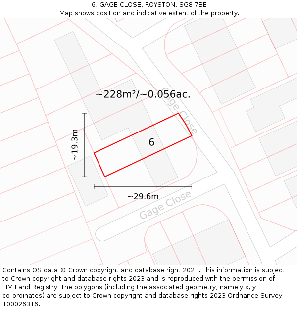 6, GAGE CLOSE, ROYSTON, SG8 7BE: Plot and title map
