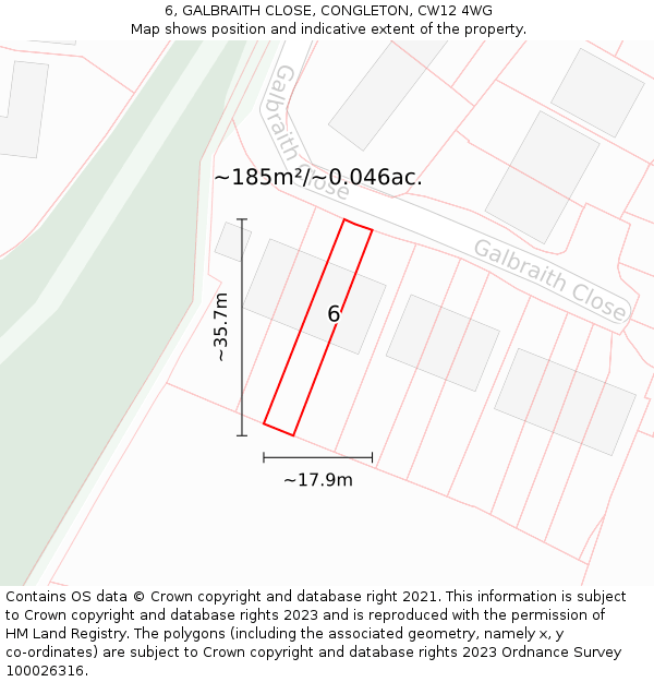 6, GALBRAITH CLOSE, CONGLETON, CW12 4WG: Plot and title map