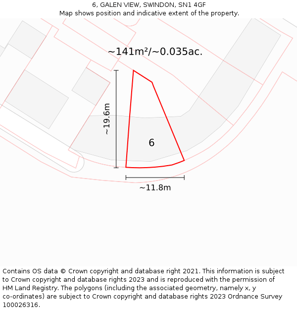 6, GALEN VIEW, SWINDON, SN1 4GF: Plot and title map