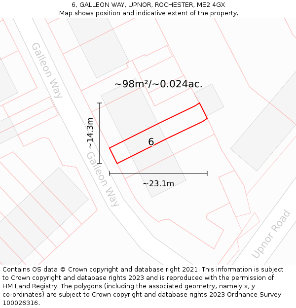 6, GALLEON WAY, UPNOR, ROCHESTER, ME2 4GX: Plot and title map