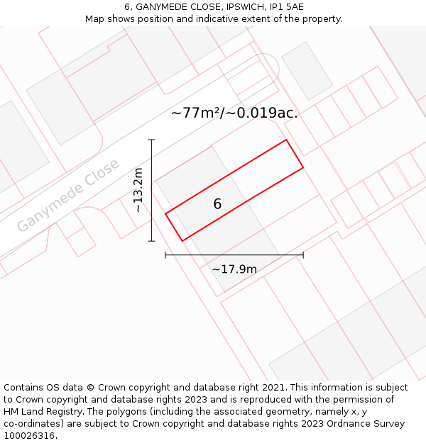 6, GANYMEDE CLOSE, IPSWICH, IP1 5AE: Plot and title map