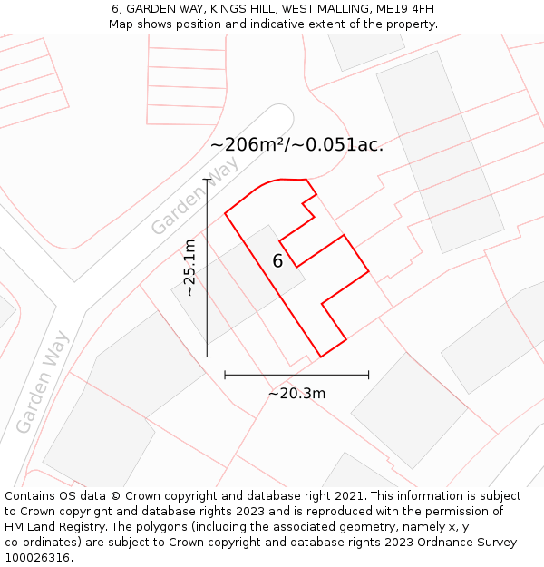 6, GARDEN WAY, KINGS HILL, WEST MALLING, ME19 4FH: Plot and title map