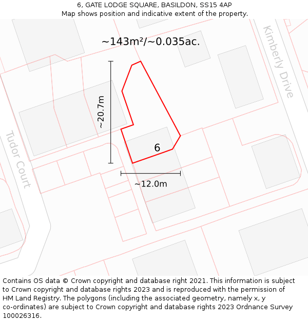 6, GATE LODGE SQUARE, BASILDON, SS15 4AP: Plot and title map