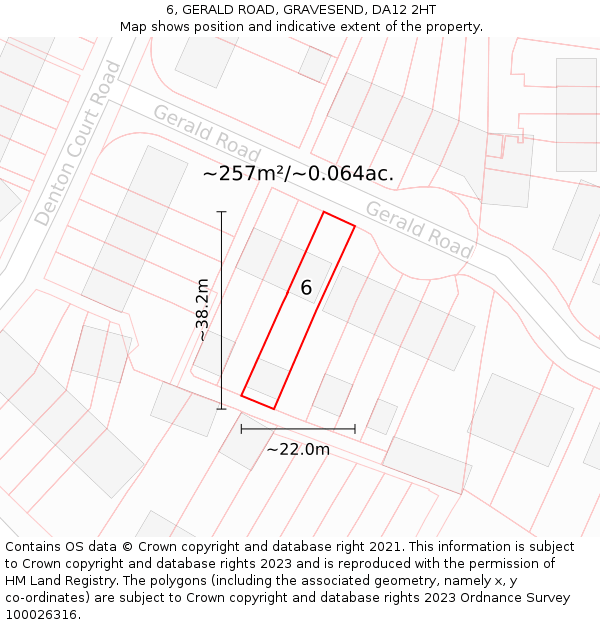 6, GERALD ROAD, GRAVESEND, DA12 2HT: Plot and title map